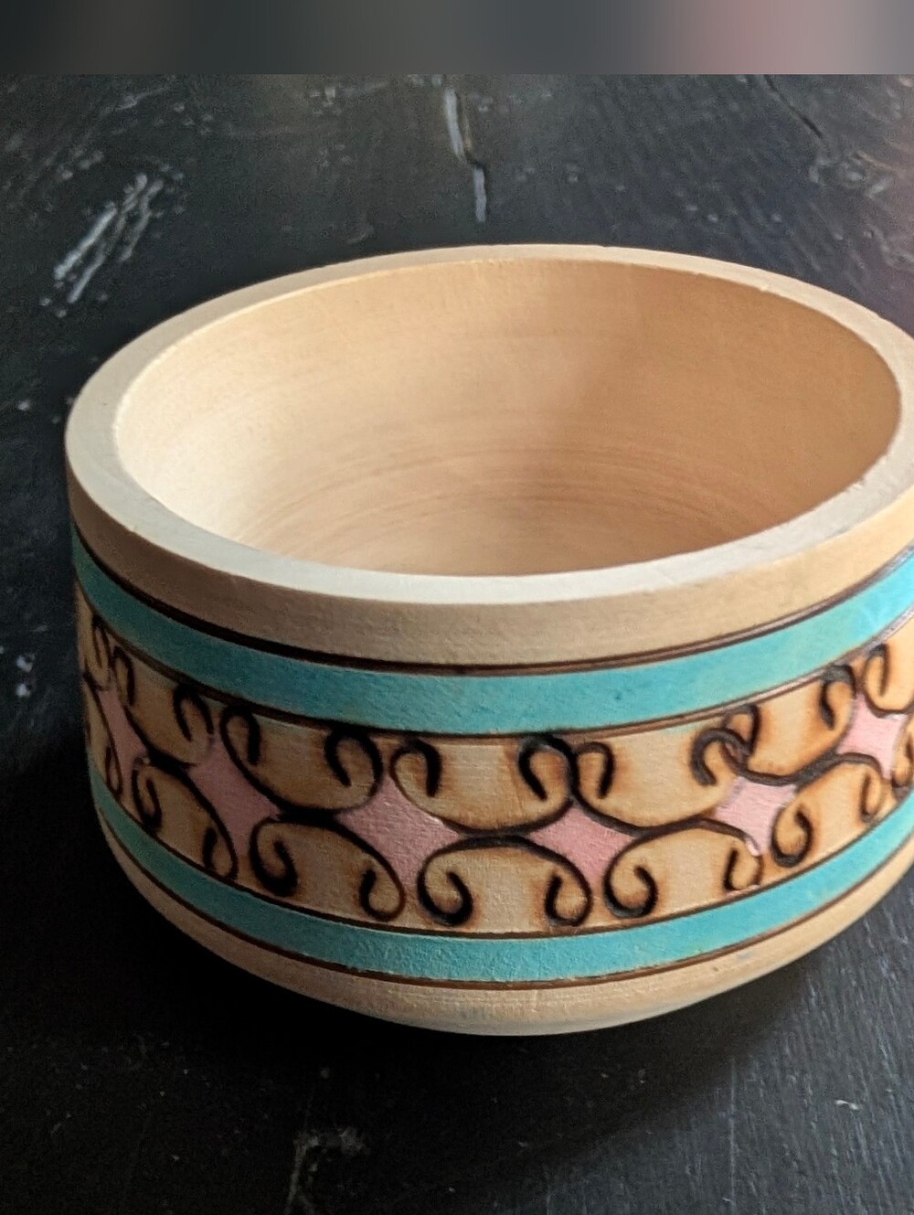 Vintage USSR Mid-to-Late Century Wood Salt Cellar Folk Art Bowl